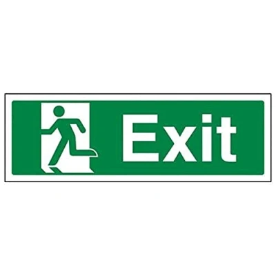 Image of V Safety 21010AX S Final Exit Man Left Sign Landscape 300mm x 100mm Self Adhesive Vinyl, Green