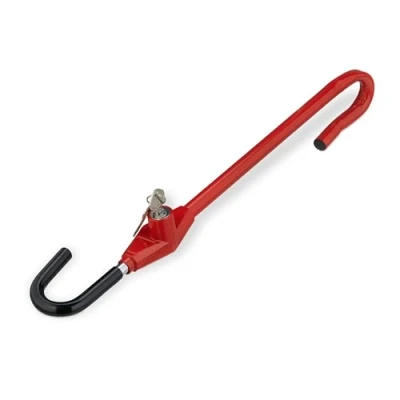 Image of Relaxdays Steering Wheel Lock, Car &amp; Motorhome, Universal Immobiliser, Steel, Adjustable, Anti Theft Device, Black/Red, 10% Aluminium 60% 30% Plastic, 1 Item