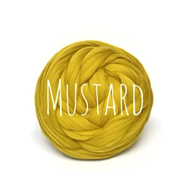Image of Merino Wool Mustard for arm Knitting Blanket Weaving Felting Jumbo Yarn Giant Soft 50g (0.11lb)