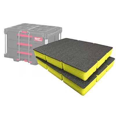 Image of Shadow Foam Easy Peel Inserts for Milwaukee Packout Drawer Tool Box [Yellow 50mm Twin Pack] Cut and Organisation, Kaizen, 5s, Storage &amp; Boxes