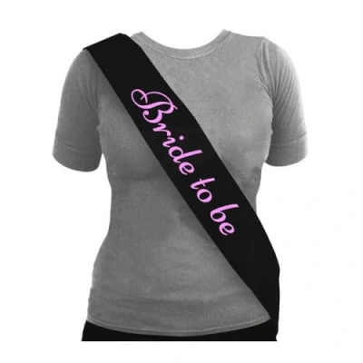 Image of Blue Planet Fancy Dress ® Bulk Buy Offers Black with Pink Hen Party Sash Bride to Be (1x Be)