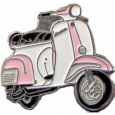 Image of Metal Enamel Pin Badge Brooch Vespa (Pink &amp; White)
