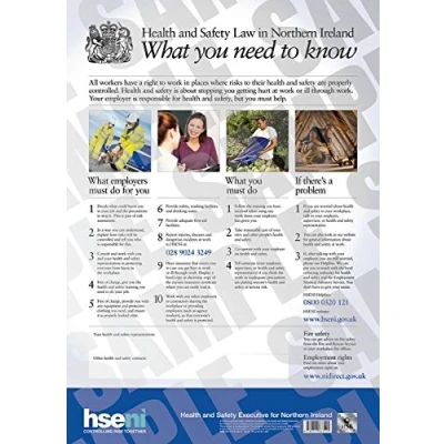 Image of HSE Books HSE02 Health and Safety Law In Northern Ireland: what you need to know (A4 Laminated HSENI Standard Version): (A2 poster) (Statutory Instruments 2024)