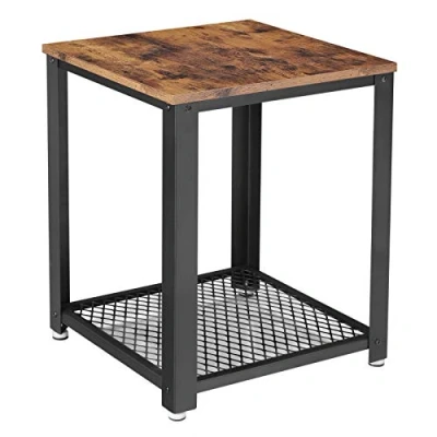 Image of VASAGLE Side Table, Industrial End Coffee with Metal Frame, Easy to Put Together, for Living room, Bedroom, Kitchen, Rustic Brown and Black LET41X
