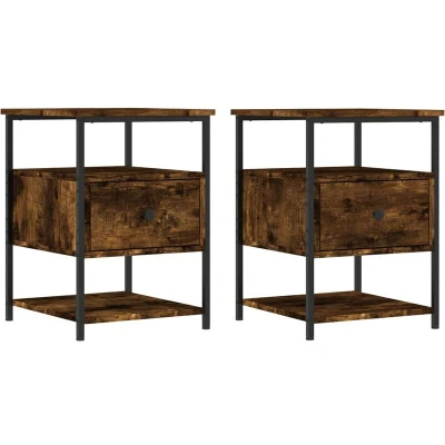 Image of vidaXL Bedside Cabinets 2 pcs Smoked Oak 40x42x56 cm Engineered Wood