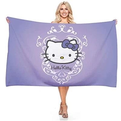 Image of JXSMYT Children&#039;s Beach Towel, Girls&#039; Sun, Hello Kitty Microfibre Bath 70 cm x 140, Pink, Towel (A03, 100 180 cm)