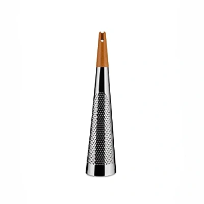 Image of Alessi RS08 Todo Giant Cheese and Nutmeg Grater in Steel Wood, Mirror Polished, Silver, 46 cm