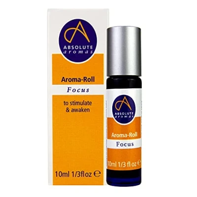 Image of Absolute Aromas Focus Aroma Roll Roller Ball Contains 100% Pure, Natural Rosemary, Basil, Bergamot Essential Oil