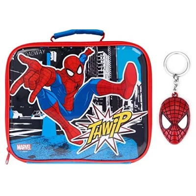 Image of OM SUPPLIES Spiderman Official Iconic Character Insulated Hot &amp; Cold Lunch Bag for Children with Handle Strap Unisex, 25 x 20 7cm (Spiderman)