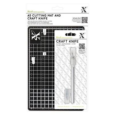 Image of Xcut A5 Cutting Mat And Craft Knife Set, Board Accessories For Craft, Quilting, Sewing, Fabric &amp; Paper Non Slip Mat, Black/White