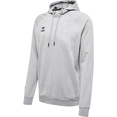 Image of hummel Men&#039;s Hmlmove Grid Cotton Hoodie Hooded Sweatshirt, Grey Melange, L