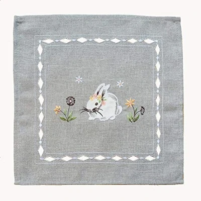 Image of Raebel Easter Light Grey Tablecloth Table Runner Doilies Decoration Rabbit Pink 100% Polyester (40 x 140 cm Rectangular Runner)