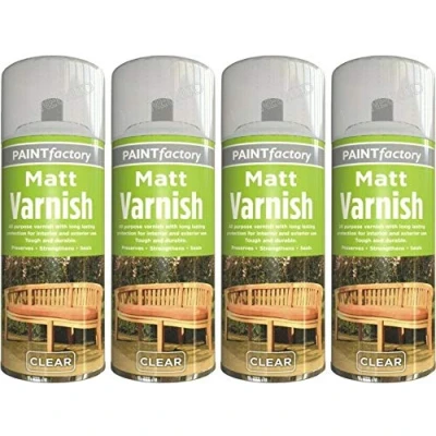 Image of Clear Matt Varnish Spray Wood Can 250ml Pack of 4