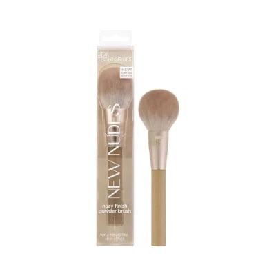 Image of Real Techniques New Nudes Hazy Finish Powder Brush, Use With Blush, Bronzer, &amp; Setting Powder, Buildable Coverage, Multiuse Makeup Soft Synthetic Bristles, 1 Count