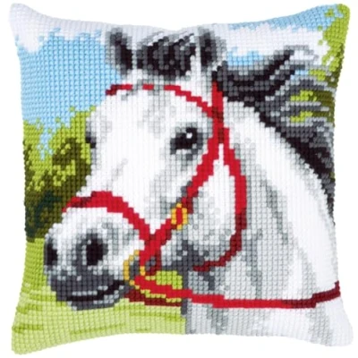 Image of Vervaco White Horse Cross Stitch Cushion, Multi Colour