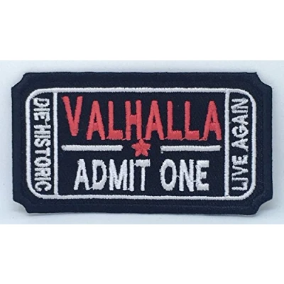 Image of Valhalla Admit One Moral Vikings Logo Iron on Sew Embroidered Patch