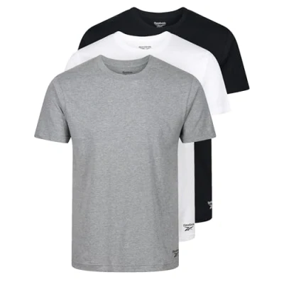 Image of Mens Reebok Crew Neck Tee SANTO 3pk Black/White/Grey Marl