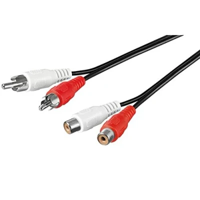Image of PremiumCord RCA Cable 15 m 2x Male to Female Audio Extension Stereo for TV, Mobile Phones, MP3, HiFi, Colour Black