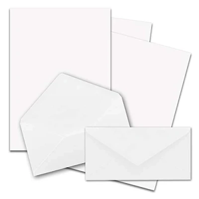 Image of FarbenFroh by Gustav Neuser White Matte Writing Paper Set with DIN Long Envelopes, 25 Sheets