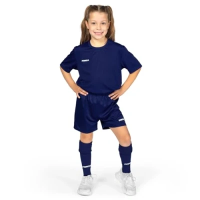 Image of FORZA Kids&#039; Classic Short Sleeve Football Kit Complete Set with Shirt, Shorts &amp; Socks for Boys Girls (UK, Age, 11 Years, 12 Regular, Navy Blue)