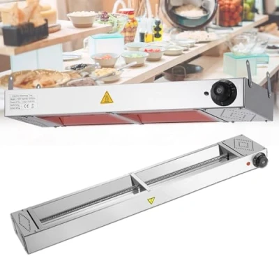 Image of Naturalpowev Food Heat Lamp, Commercial Grade Warmer Warming Light with Temperature Adjustable, Catering Heating Lamp for Kitchen Cafeteria Restaurant Buffet, Silver,A 90cm/35.43in