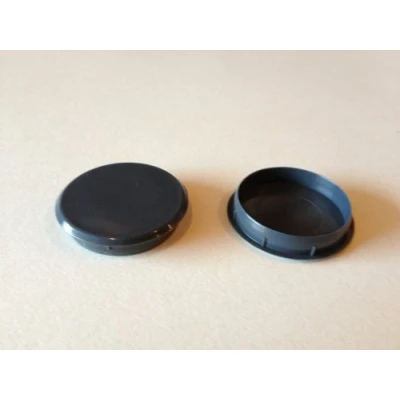 Image of Hinge and Bracket Supplies Pack of 10 35mm Hole Covers for Cupboard Dark Grey