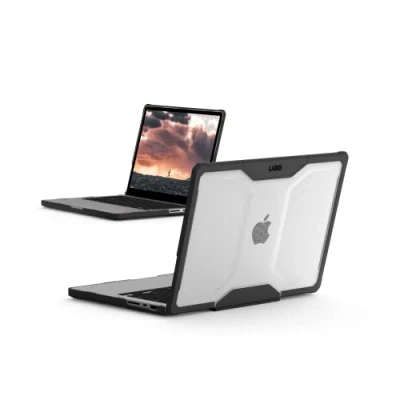 Image of UAG Designed for MacBook Pro 14&quot; Case 2021 2023 A2918 A2992 M3/M3 Pro/M3 Max, M2 Pro/Max, M1 Pro/Max Rugged Touch ID Military Drop Tested Plyo Laptop Cover by URBAN ARMOR GEAR, Translucent Clear Ice