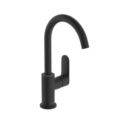 Image of Hansgrohe Rebris S Basin Mixer Tap 210 with Swivel Spout and Pop Up Waste Set, Matt Black, 72536670