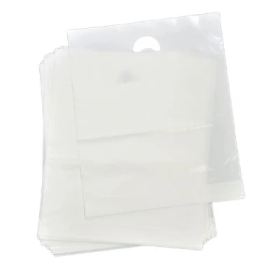 Image of 30 Clear Heavy Duty Patch Handle Plastic Carrier Bags 15&quot; x 18&quot; 3&quot;