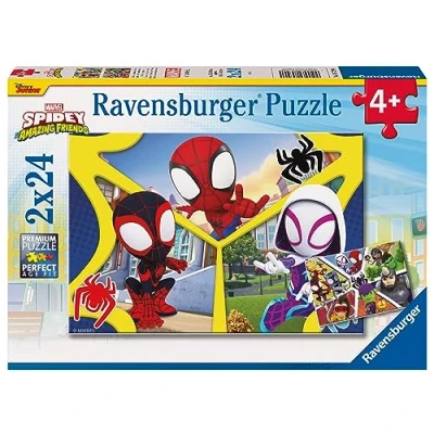 Image of Ravensburger Spidey and His Amazing Friends Jigsaw Puzzles for Kids Age 3 Years Up Toddler Toys 2x 24 Pieces
