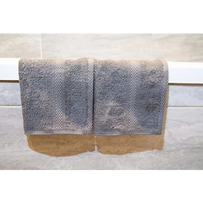 Image of Lex&#039;s Linens Pack of 2 100% Combed Cotton Grey Facecloths 30 x cm