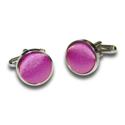 Image of DQT Men Plain Satin Fabric Inlay Wedding Cufflinks Mulberry