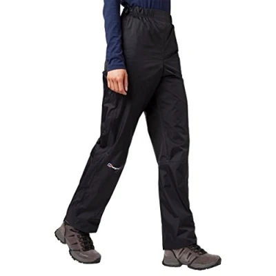 Image of Berghaus Women&#039;s Deluge Waterproof Breathable Overtrousers Durable Comfortable Rain Pants, Black, 8 Regular (31 Inches)