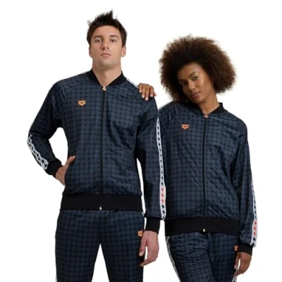 Image of ARENA Unisex&#039;s 50th Anniversary Team Relax Iv Track Jacket, Black Multi/Black/White, M
