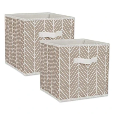 Image of DII Polyester Herringbone Bin, Stone, Small Set, 11x11x11 Cube
