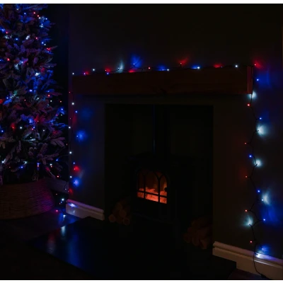 Image of 57.5m 720 LED SupaBrights Multi Action Christmas String Lights with Timer in Blue, Red &amp; White