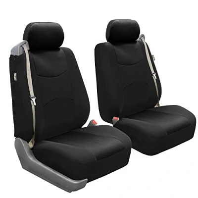 Image of FH Group Front Set Cloth Car Seat Cover for Bucket Seats, 1 Piece Cover, Universal Fit, Airbag Compatible, Covers SUV, Van, Black