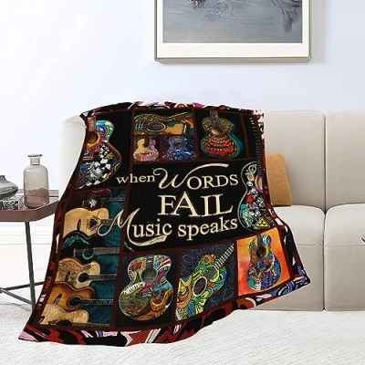 Image of Fuzawet Guitar Blanket Music Fleece Throw Super Soft Warm Cozy Fuzzy Plush Gifts for Girls Boys Kids Bed Decor 40&quot;X50&quot;