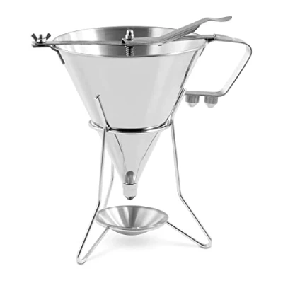 Image of Royal Catering RC OF05 Filling Funnel 1.8 L Stainless Steel Dosing Opening 4.5.6 mm Stand with Crumb Tray