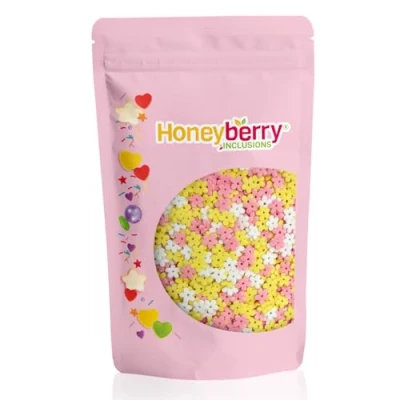 Image of HONEYBERRY INCLUSIONS Mixed Flowers Sprinkles 200g Premium Edible Decorating Flower Shaped Natural for Baking, Cupcake and Cake Decorations, Ice Cream, Dessert Icing Decoration Toppers