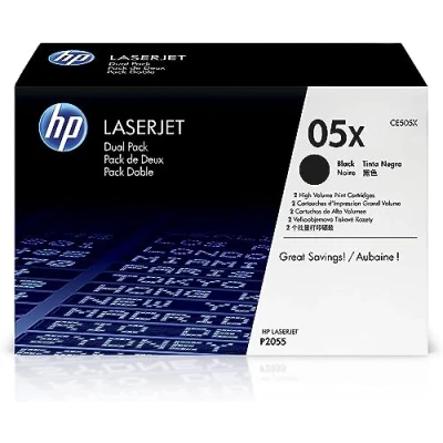 Image of HP CE505XD 05X High Yield Original LaserJet Toner Cartridges, Black, Multipack