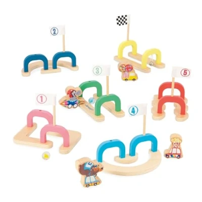 Image of Janod Applepop Children’s Marble Game of Skill 6 Sections + 2 Marbles 4 Playing Pieces Develops Dexterity &amp; Concentration FSC Wood Toy 3 Years +, J03357