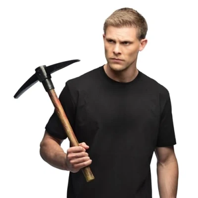 Image of Boland 72068 Pickaxe for Fancy Dress Costumes, Length 51 cm, Decoration, Costume Accessory Carnival or Halloween, Toy Weapon