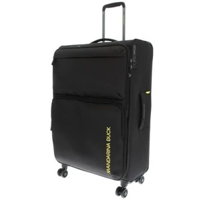 Image of Mandarina Duck Zephyr Trolley Large EXP, Black, 47 cm (L) x 27.5 (W) 78 (H), Grande espandibile in Tessuto morbido ad effetto 3D