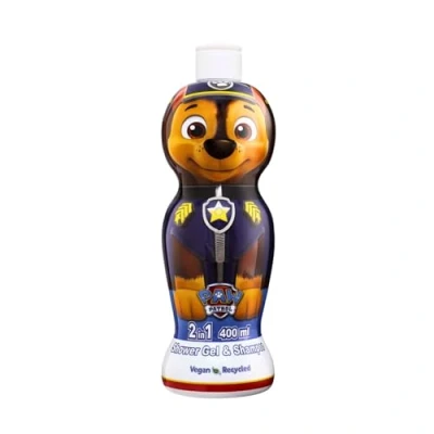 Image of Paw Patrol Chase 2 in 1 Shower Gel &amp; Shampoo for Kids Adults Vegan, 90% Natural Origin Ingredients, Hydrating Gentle Hair Body Wash with Pleasant Scent, Paraben Free, Ages 3+, 400ml