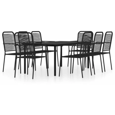 Image of vidaXL 9 Piece Garden Dining Set Black