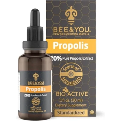 Image of BEE&amp;YOU Propolis Liquid Extract Drops, 30% Propolis, 30ml, Immune Support, Sore Throat Relief, Allergy Respiratory Antioxidants, Keto, Paleo, Gluten Free