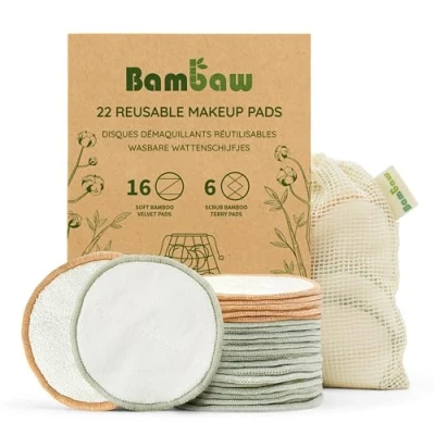 Image of Reusable Make Up Pads 22 Bamboo with Laundry Bag Eco Friendly Cotton Cleansing for Eyes and Face Zero Waste Wool Pad Bambaw