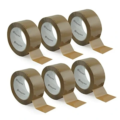 Image of Waytex 930707 Packaging Tape Brown Silent Polypropylene Thickness 28 Microns Width 50 mm Length 66 m Pack of 6 Rolls