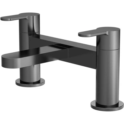 Image of Aquari Curvo Brushed Pewter Bath Mixer Tap